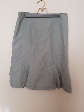 Linen Sage Green Midi Skirt - Classic A-Line